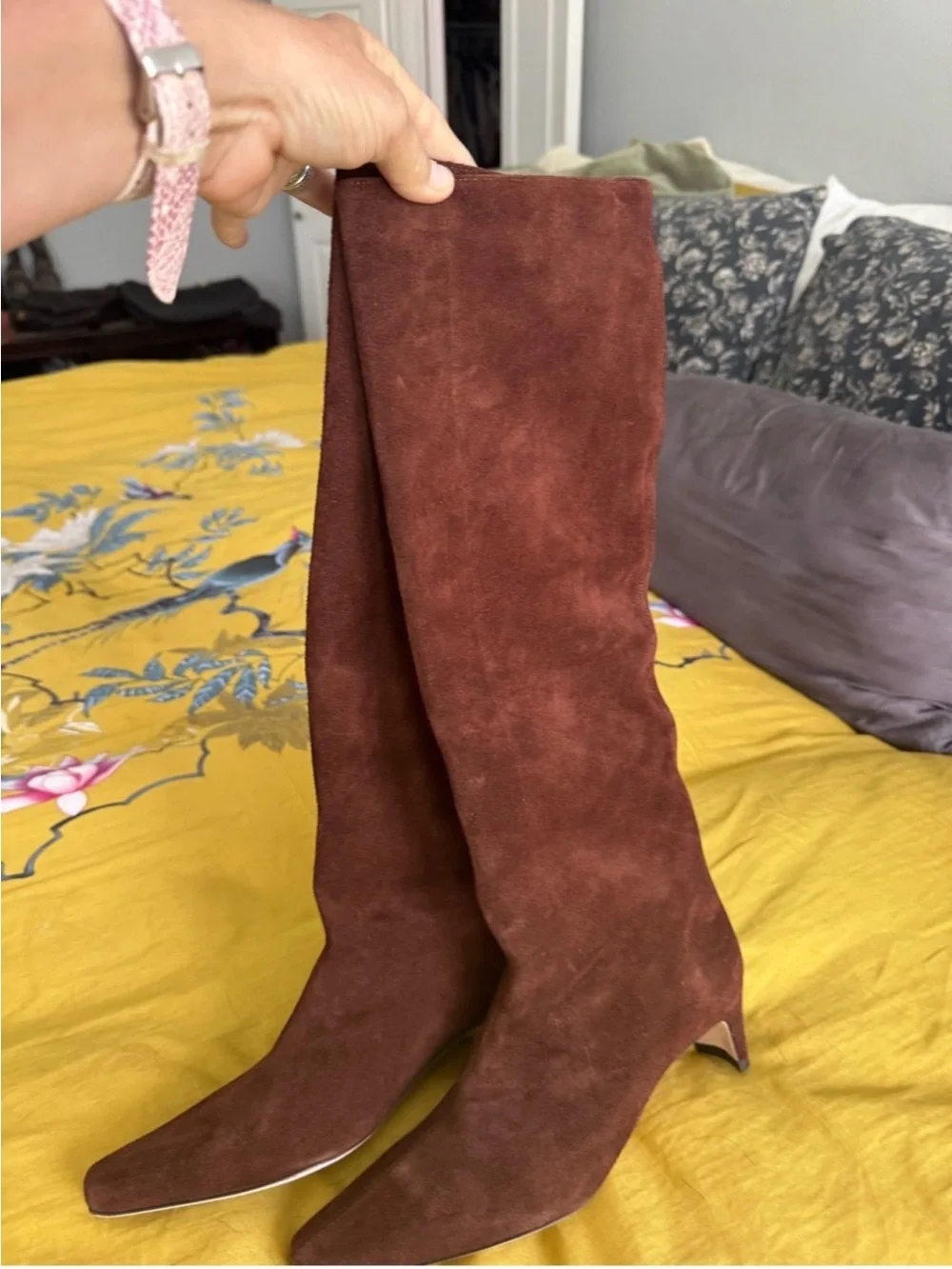 STAUD Chestnut Suede Knee-High Boots